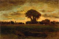 George Inness - Sunset on a Meadow